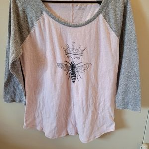 4/$10 Sale! Merona Queen Bee Pink and Gray Top Size Large